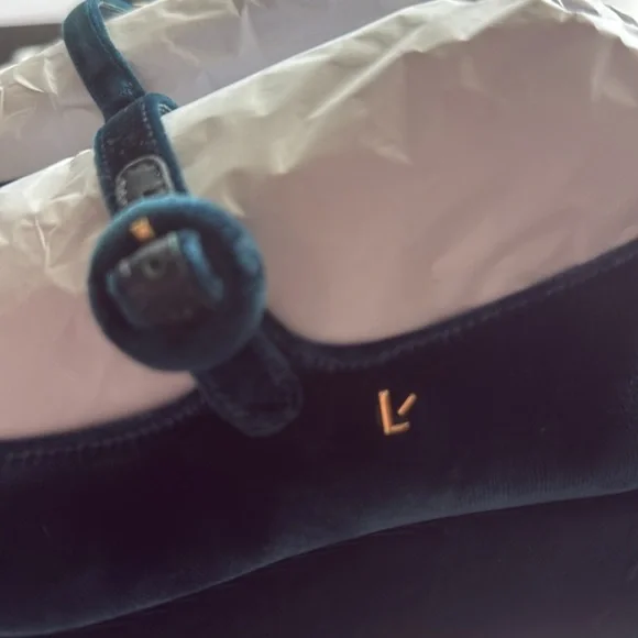 Larroude Blair Flatform Mary Janes new with box color deepsea velvet teal - Picture 6 of 8